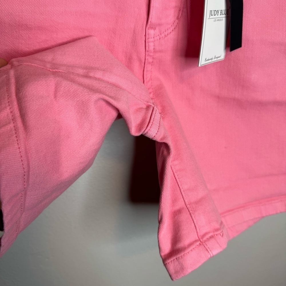NWT Judy Blue High Rise Tummy Control Bubblegum Pink Denim Shorts - Picture 9 of 11